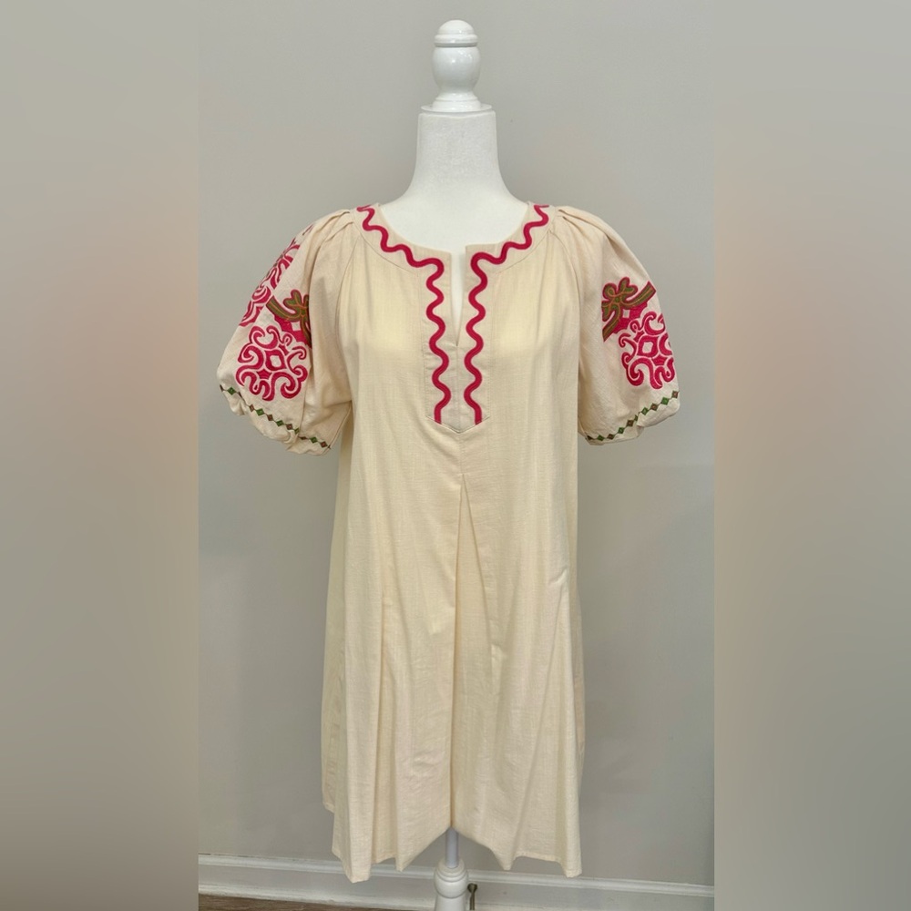 Embroidered Cream Dress